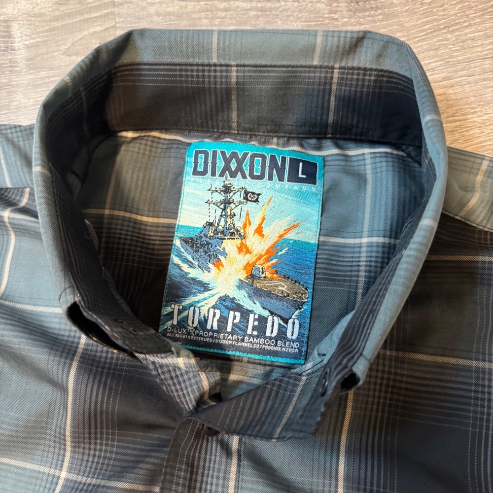Dixxon Flannel Co Torpedo Bamboo Short Sleeve Shirt Mens Large Grey Black Plaid - Picture 3 of 4